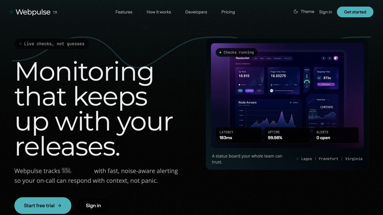 Webpulse screenshot in a desktop presentation frame